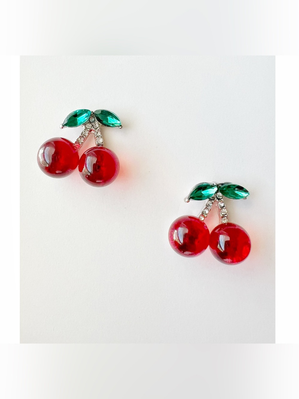 Red Cherry Crystal Stud Earrings